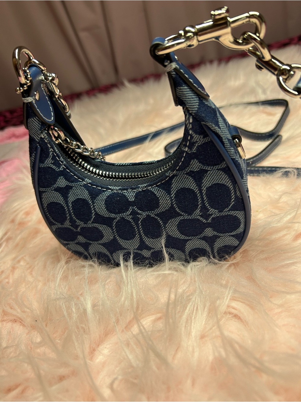 Coach Denim Signature Mini Saddle Crossbody Bag